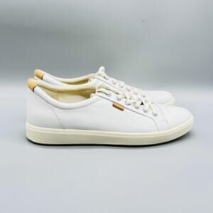 Ecco Shoes Womens 11 White Leather Soft 7 Lace Up Casual Comfort Sneakers